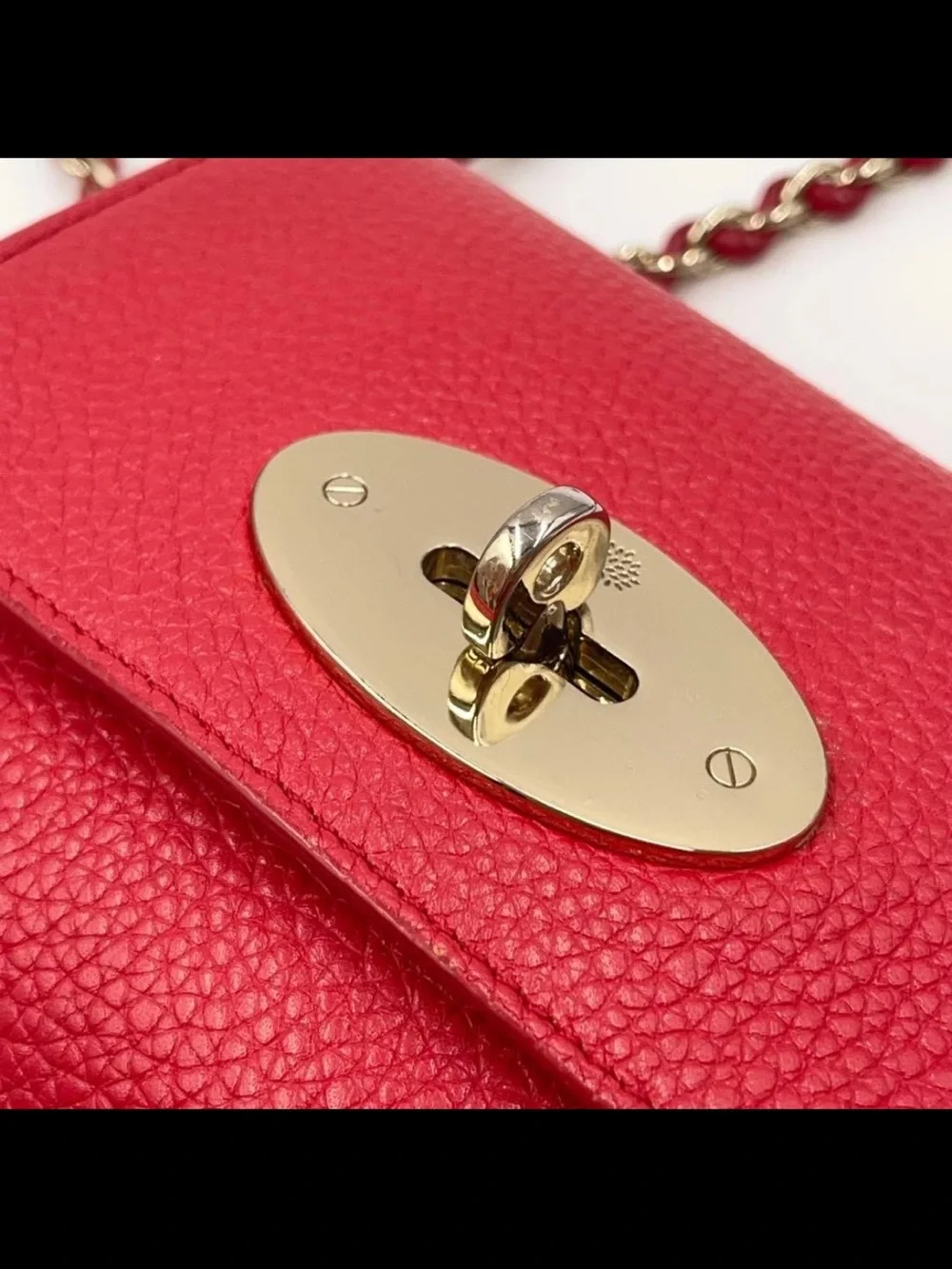 Mulberry Red Pebbled Leather Mini Crossbody with Chain Strap